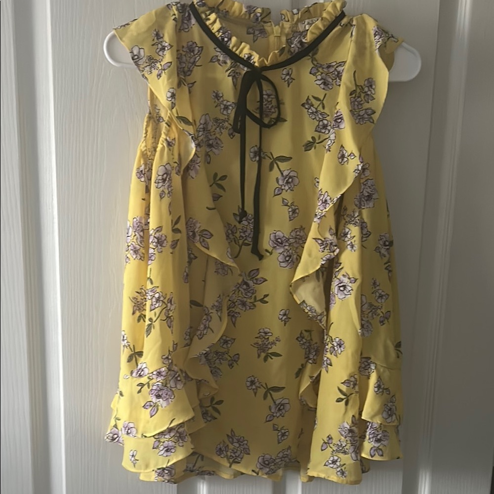 Floral Yellow Ruffle cold shoulder blouse